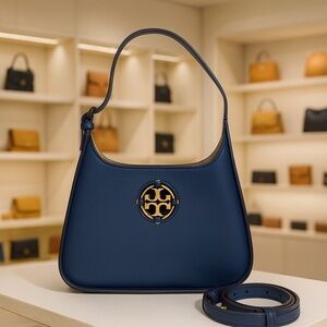 NEW Tory Burch Miller Bluestone Leather Convertible Small Hobo Bag/Crossbody Bag